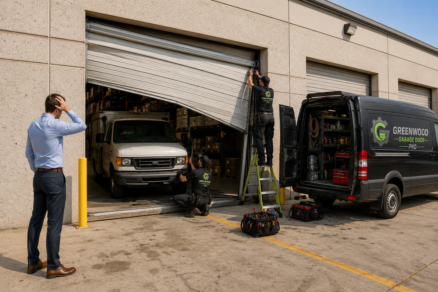 Garage door before service