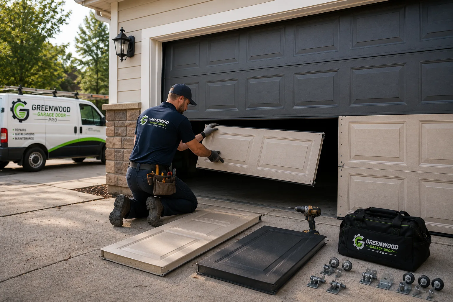 Garage door panel replacement Greenwood Indiana