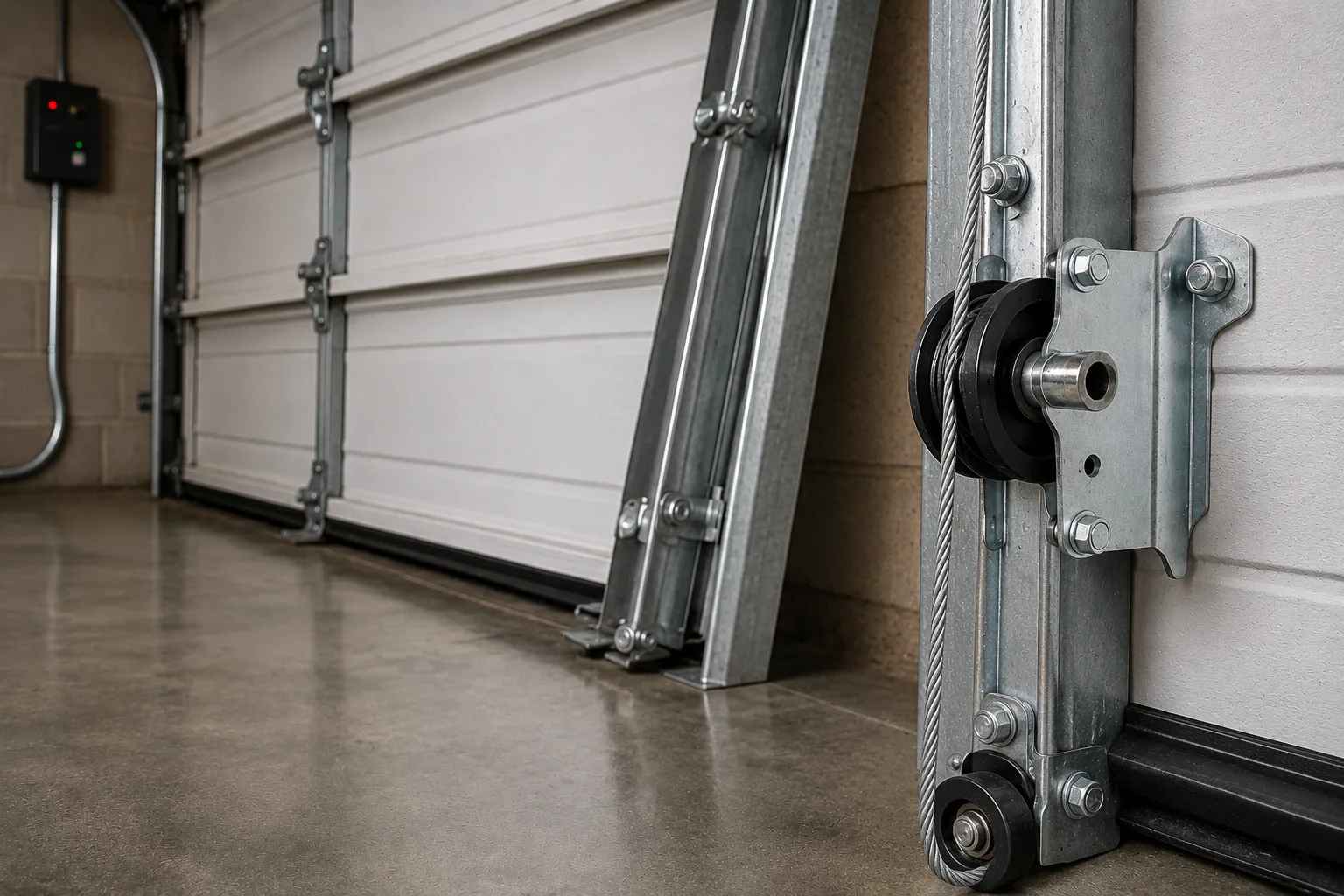 Garage door parts before replacement