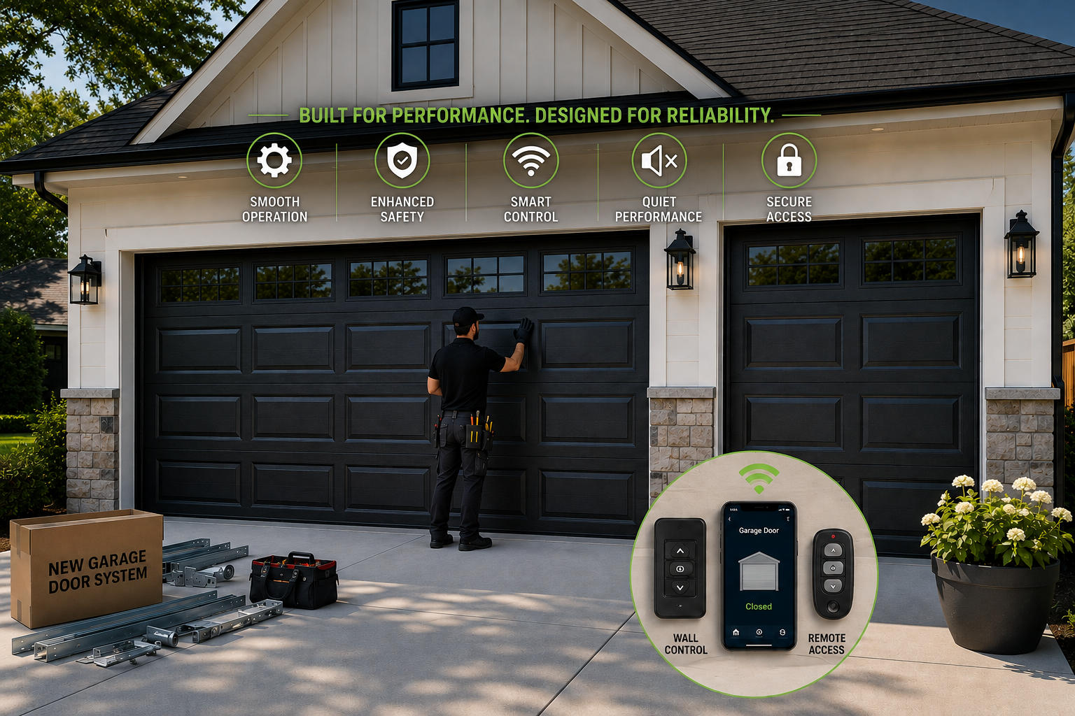 New garage door system installed in Greenwood Indiana